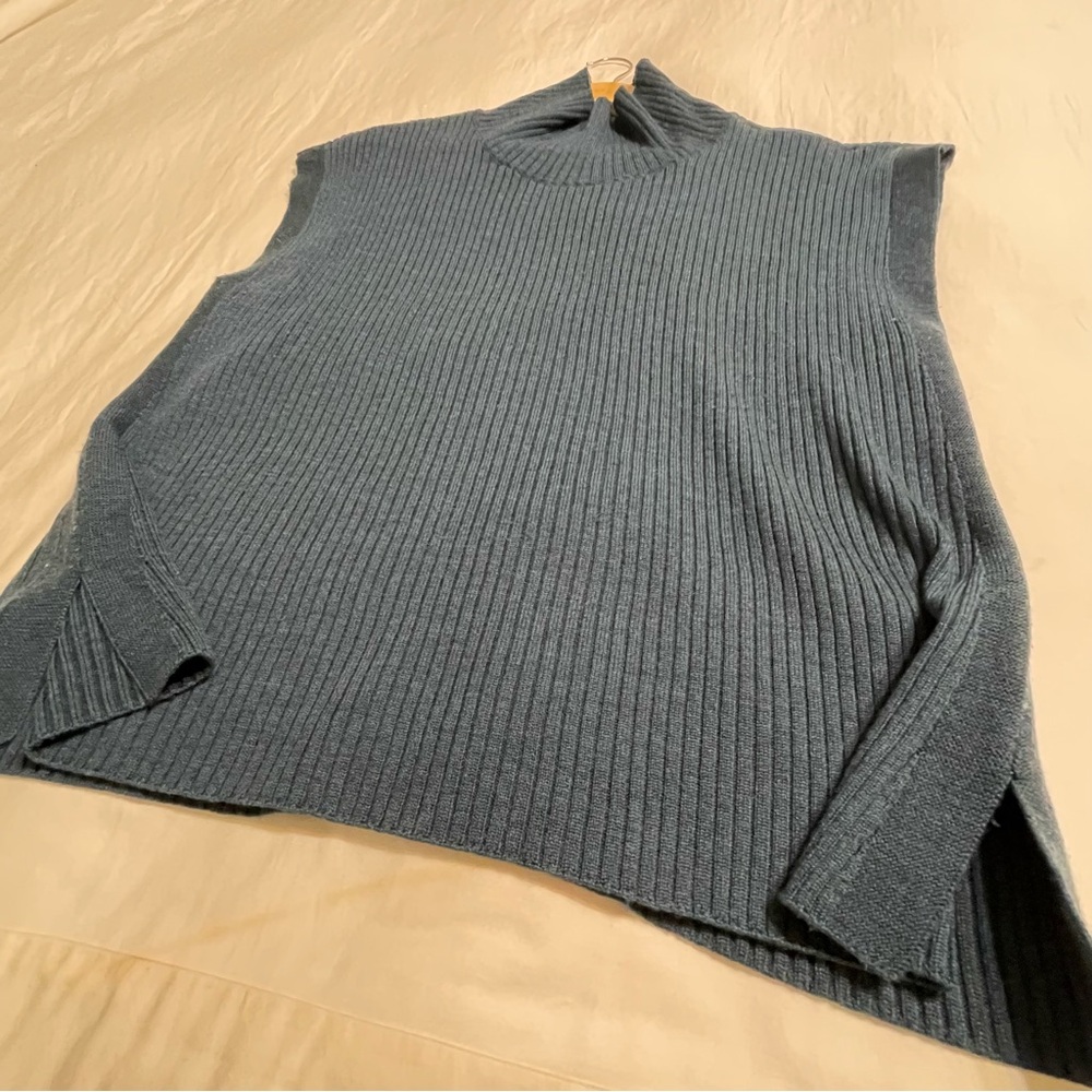 EILEEN FISHER Ribbed Turtleneck‎ Wool Tank In Alpine L - Picture 6 of 16